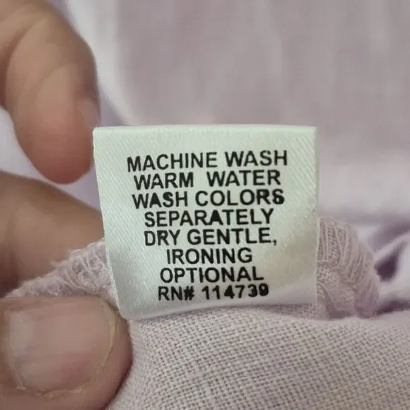 Flax Women's Lilac Linen Lagenlook Long Sleeve Pocket Tunic Top Medium